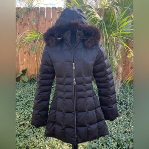 Searle Puffer Coat Jacket White Goose Down Quilted Size 4 Double Zipper Women’s